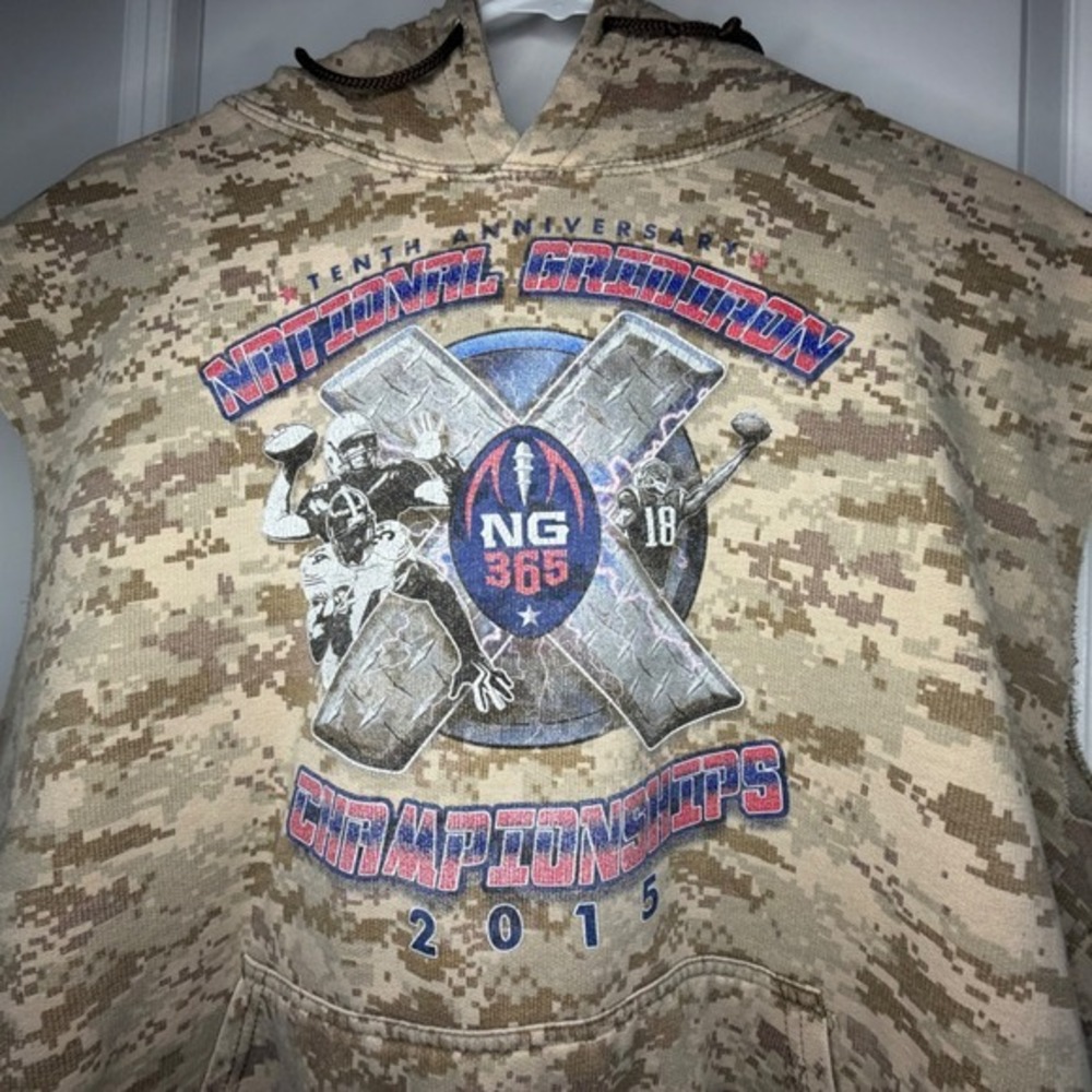National Gridiron Football 2015 Championships Sleeveless Camo Hoodie Mens Medium